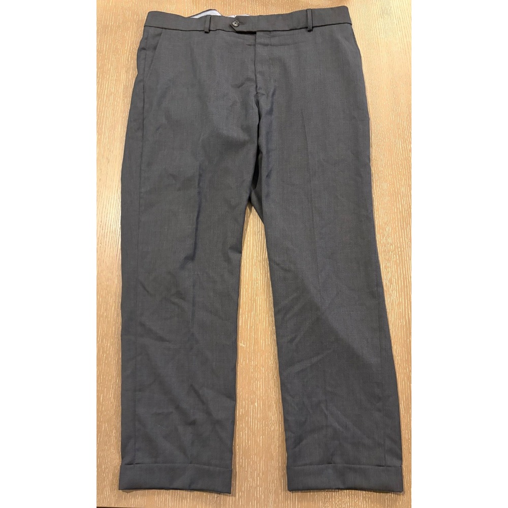 Ballin Classics Comfort EZE Super 120s Wool Pleated Cuff Gray Dress‎ Pants 38/30